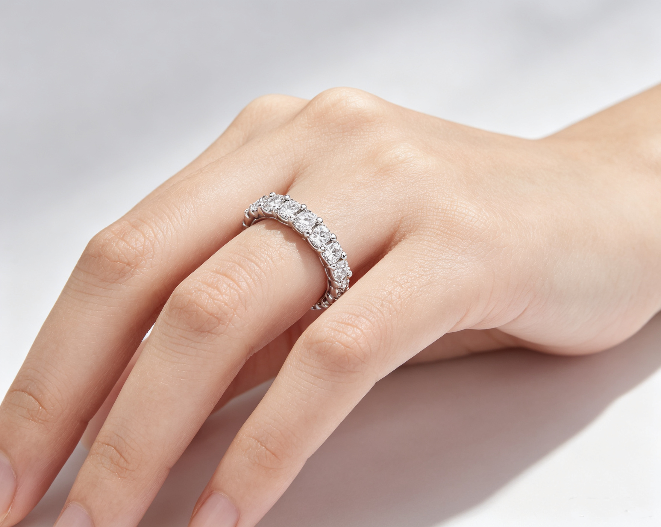 Premium Princess-Cut Cubic Zirconia Eternity Band Ring