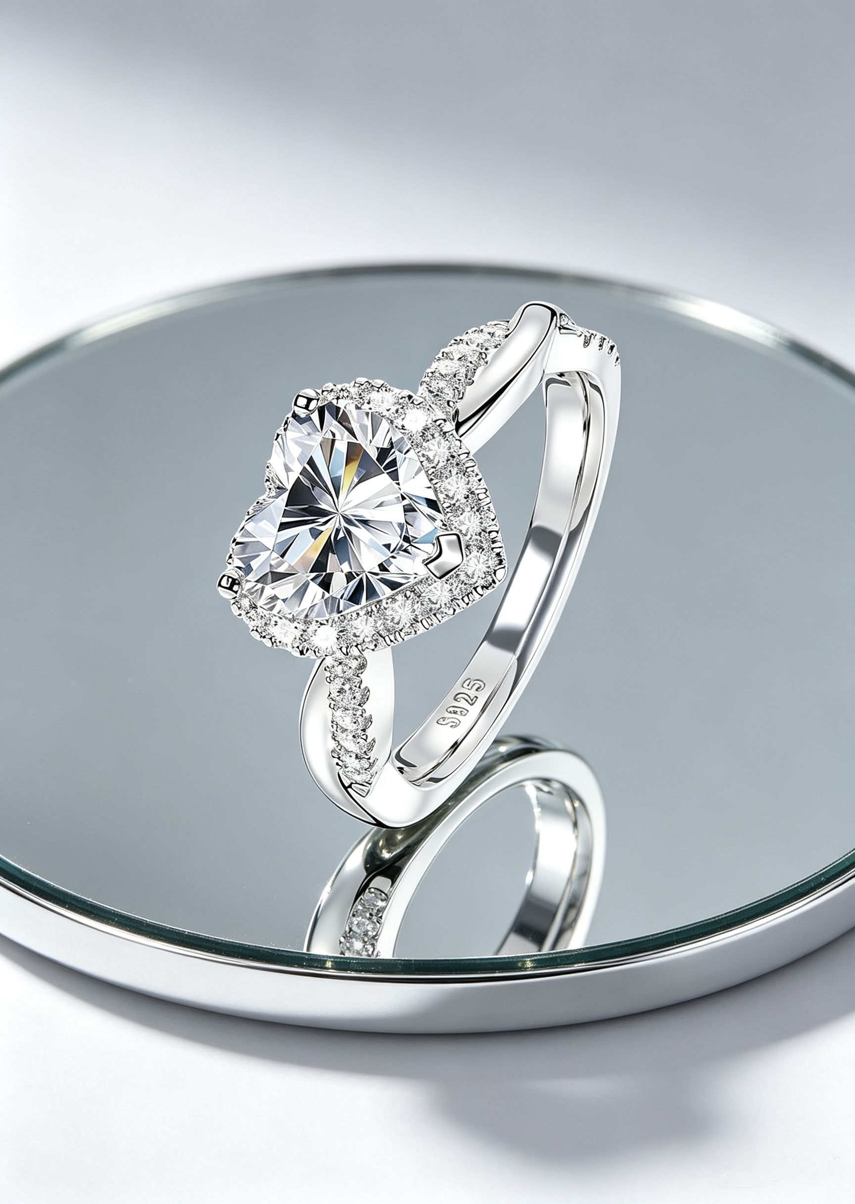 Romantic Heart-Shaped Moissanite Halo Infinity Band Engagement Ring