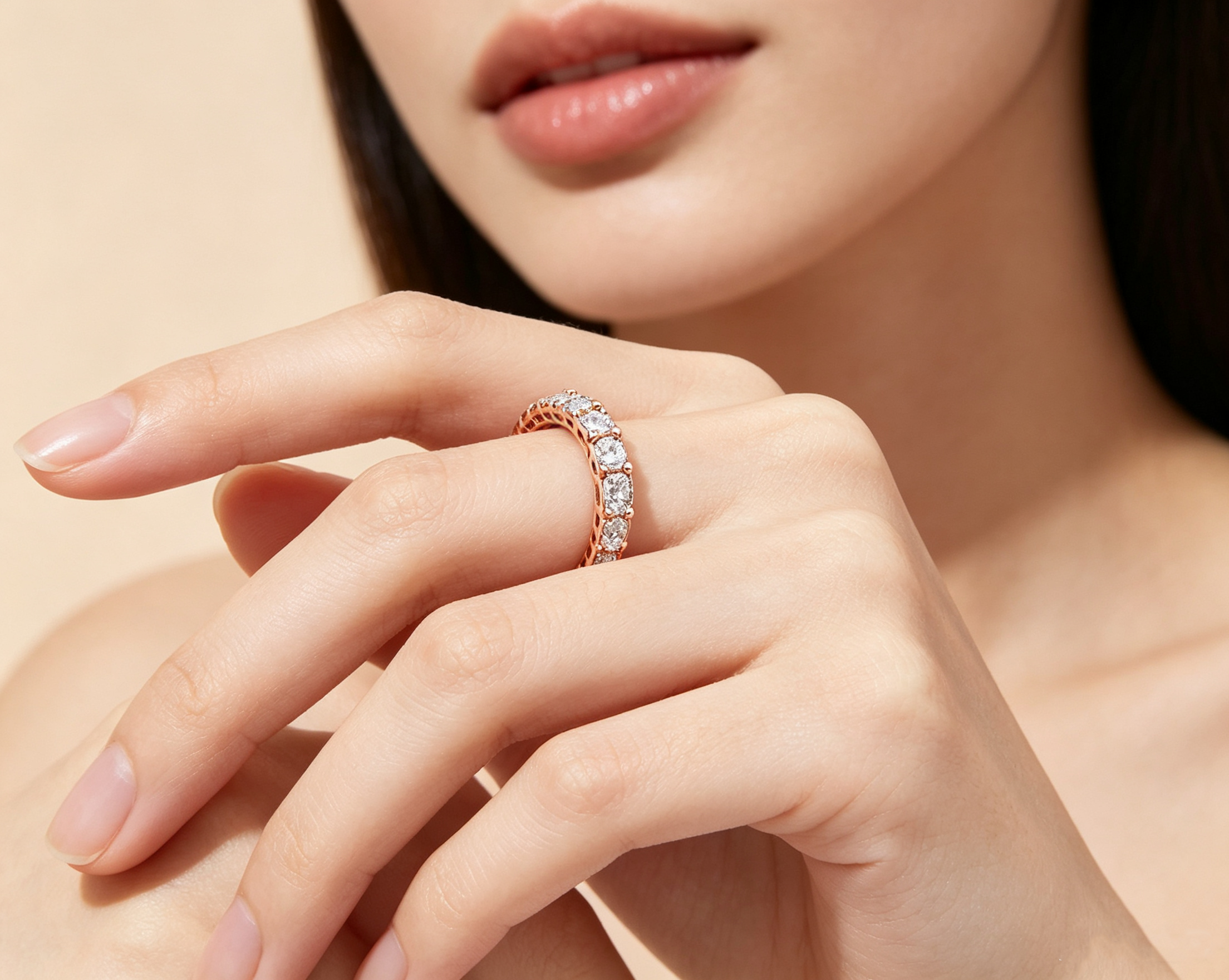 Premium Princess-Cut Cubic Zirconia Eternity Band Ring