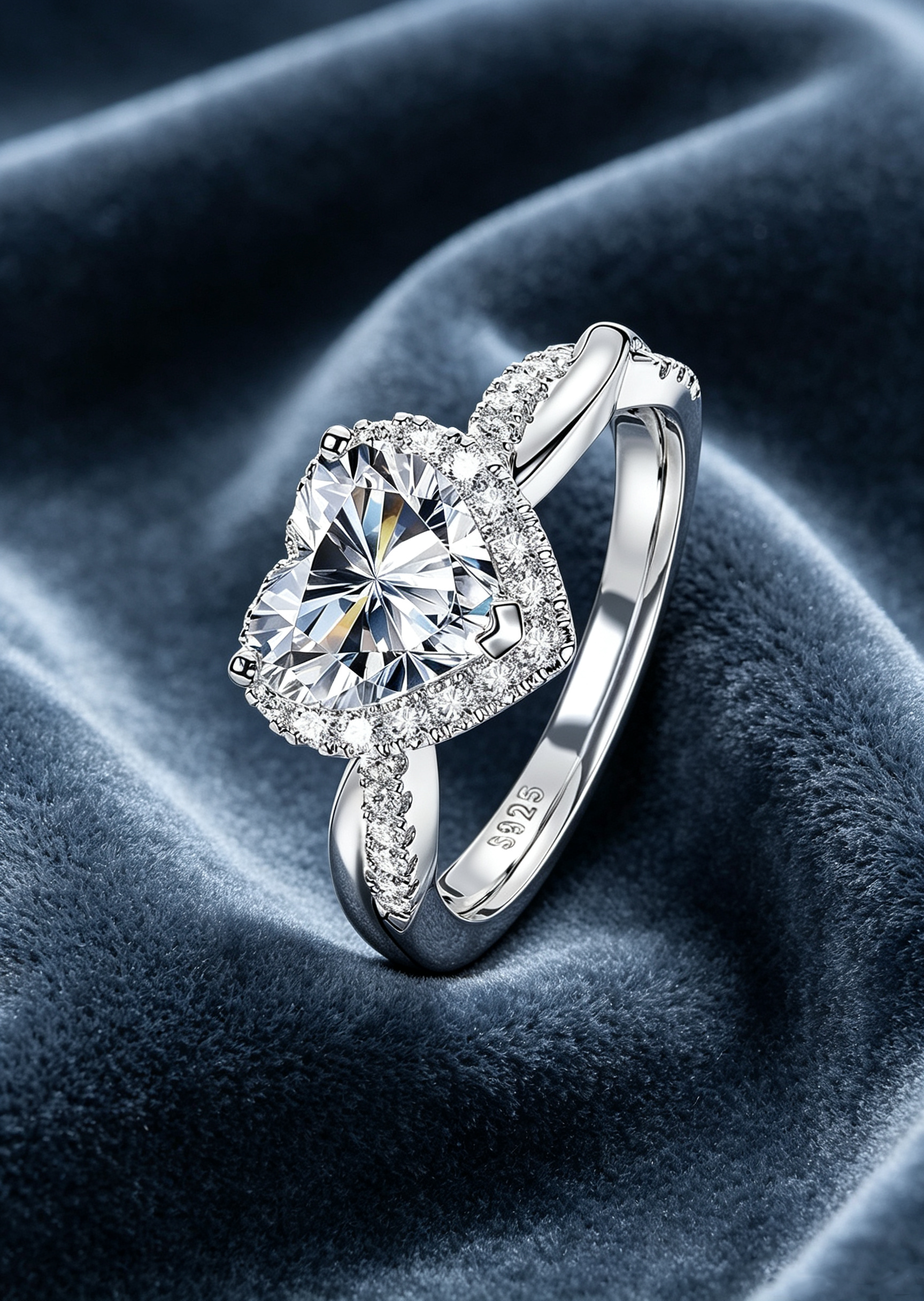 Romantic Heart-Shaped Moissanite Halo Infinity Band Engagement Ring