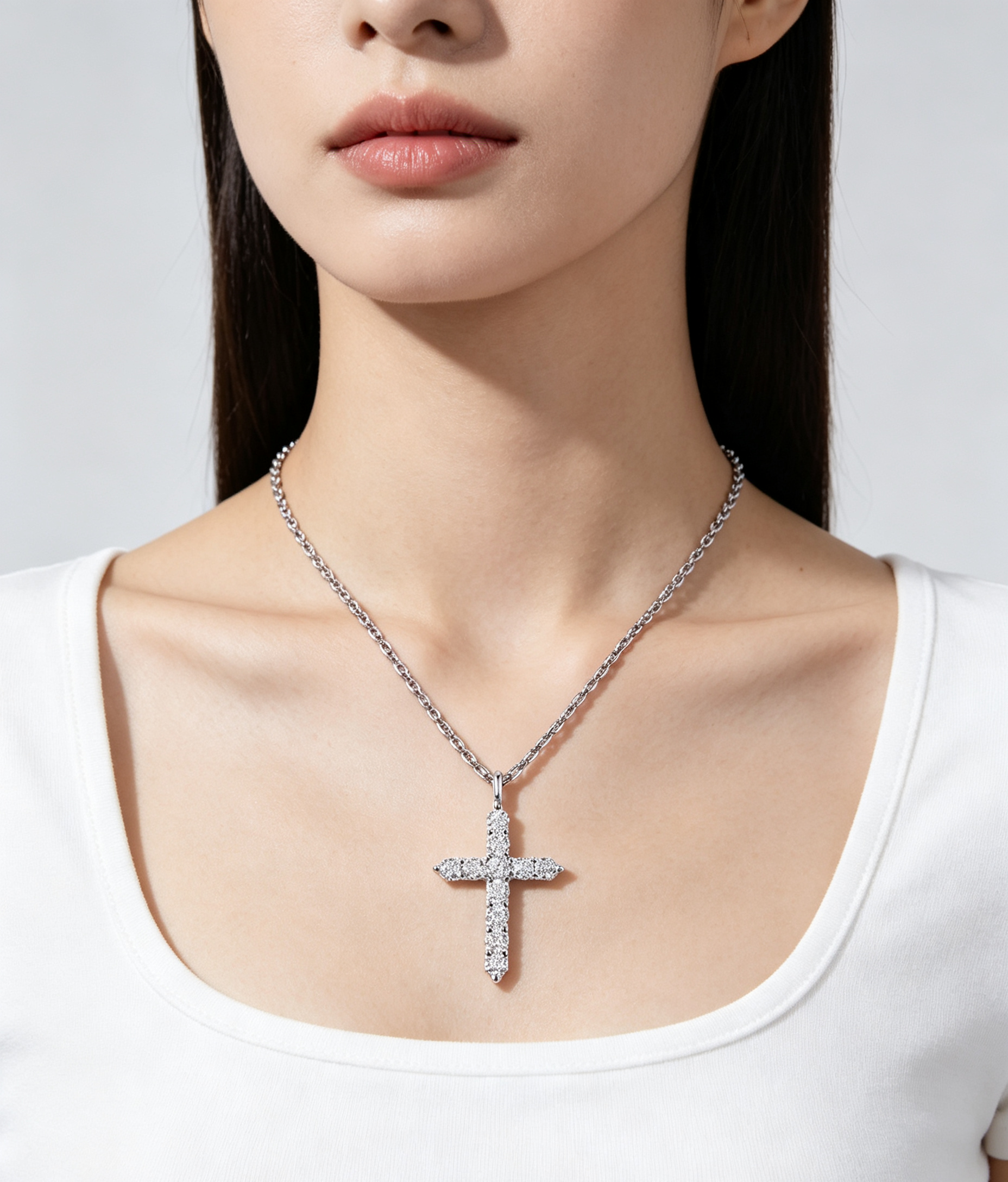 Timeless Faith · Women's Premium Cubic Zirconia Cross Necklace