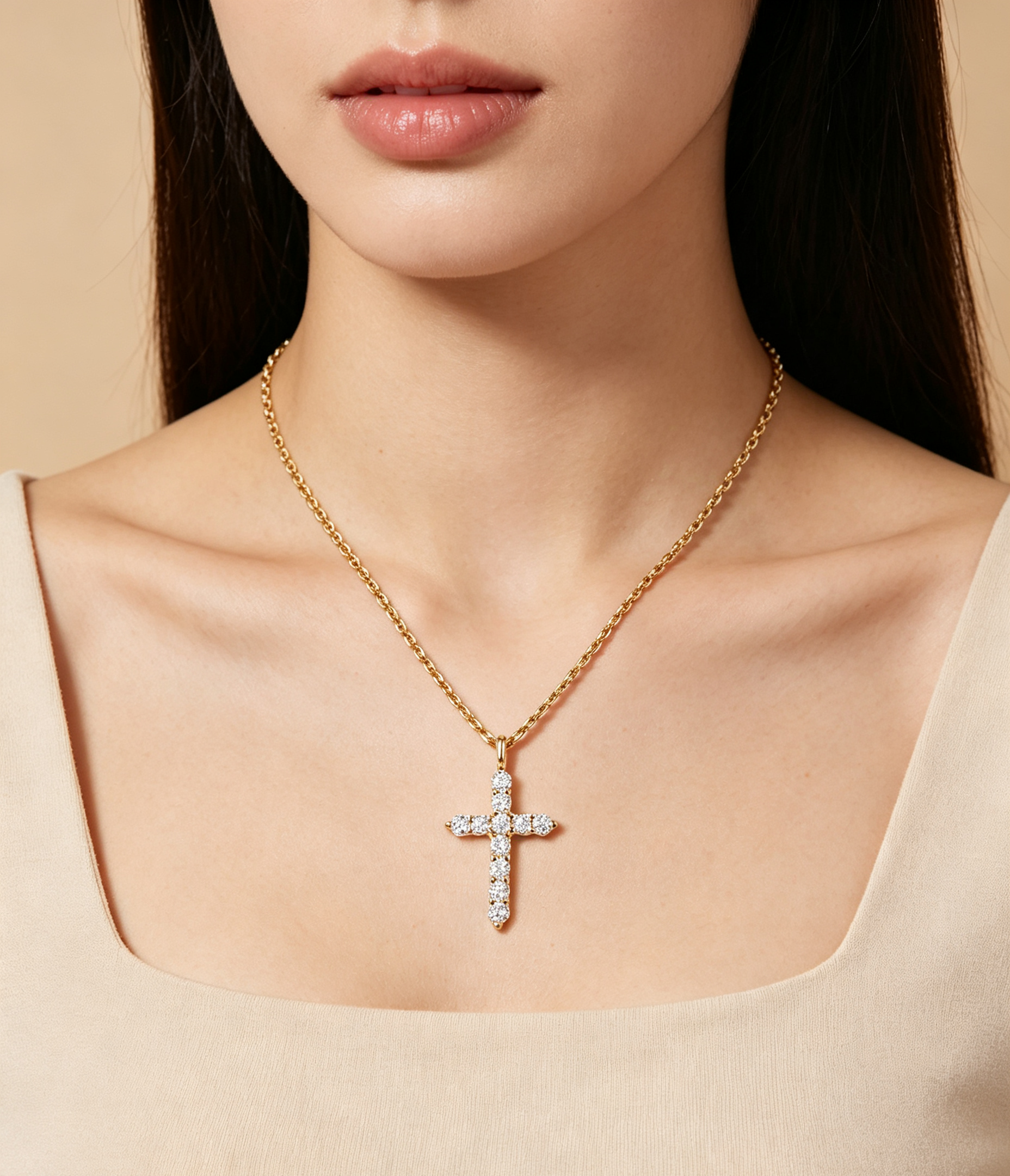 Timeless Faith · Women's Premium Cubic Zirconia Cross Necklace