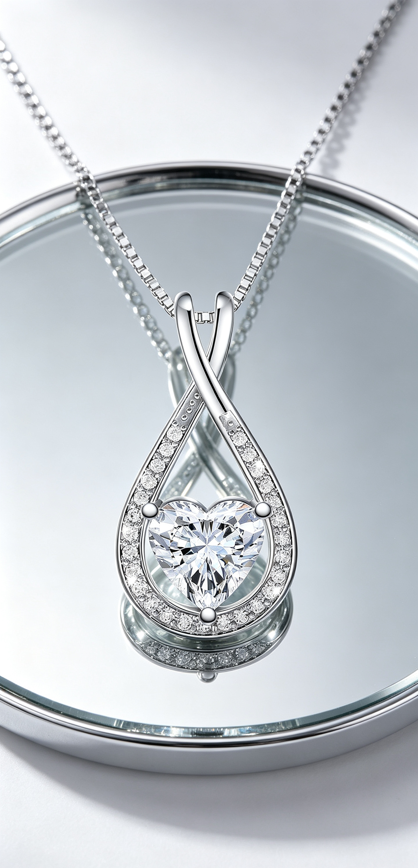 Radiant Love · Women's Moissanite Heart Sterling Silver Necklace