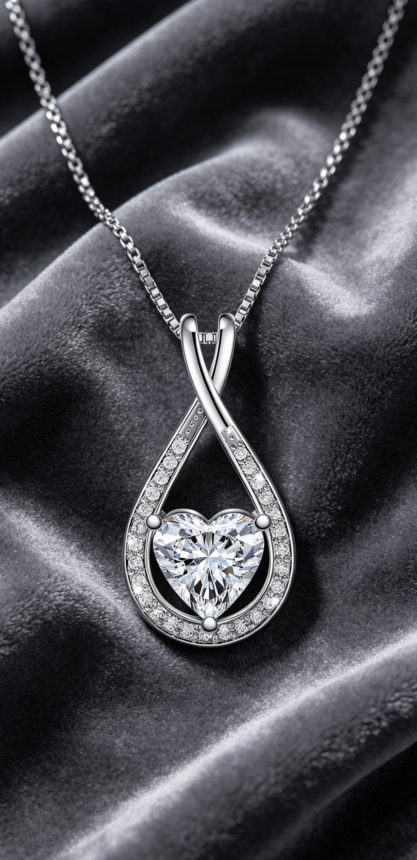 Radiant Love · Women's Moissanite Heart Sterling Silver Necklace