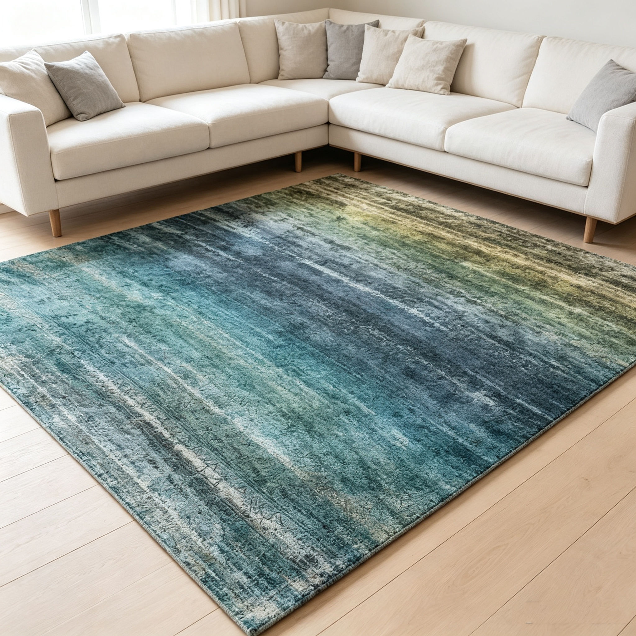 Modern Abstract Gradient Watercolor Area Rug