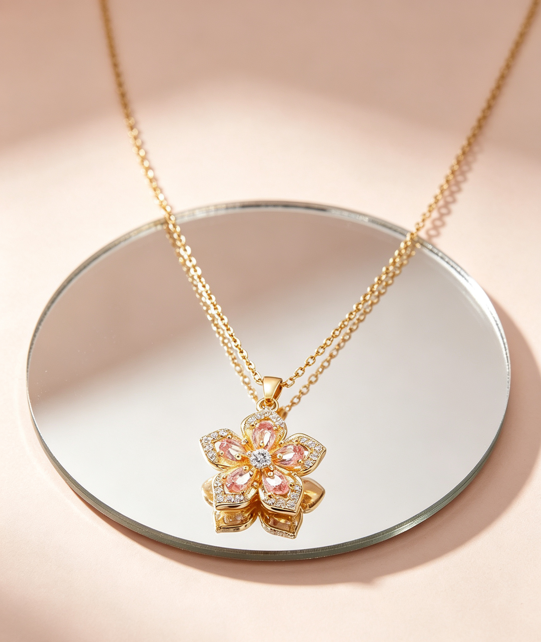 Radiant Bloom · Fashion Rotatable Flower Pendant Necklace