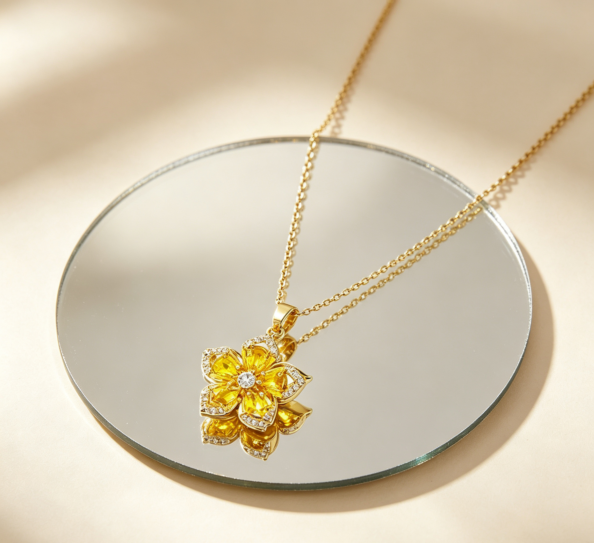 Radiant Bloom · Fashion Rotatable Flower Pendant Necklace