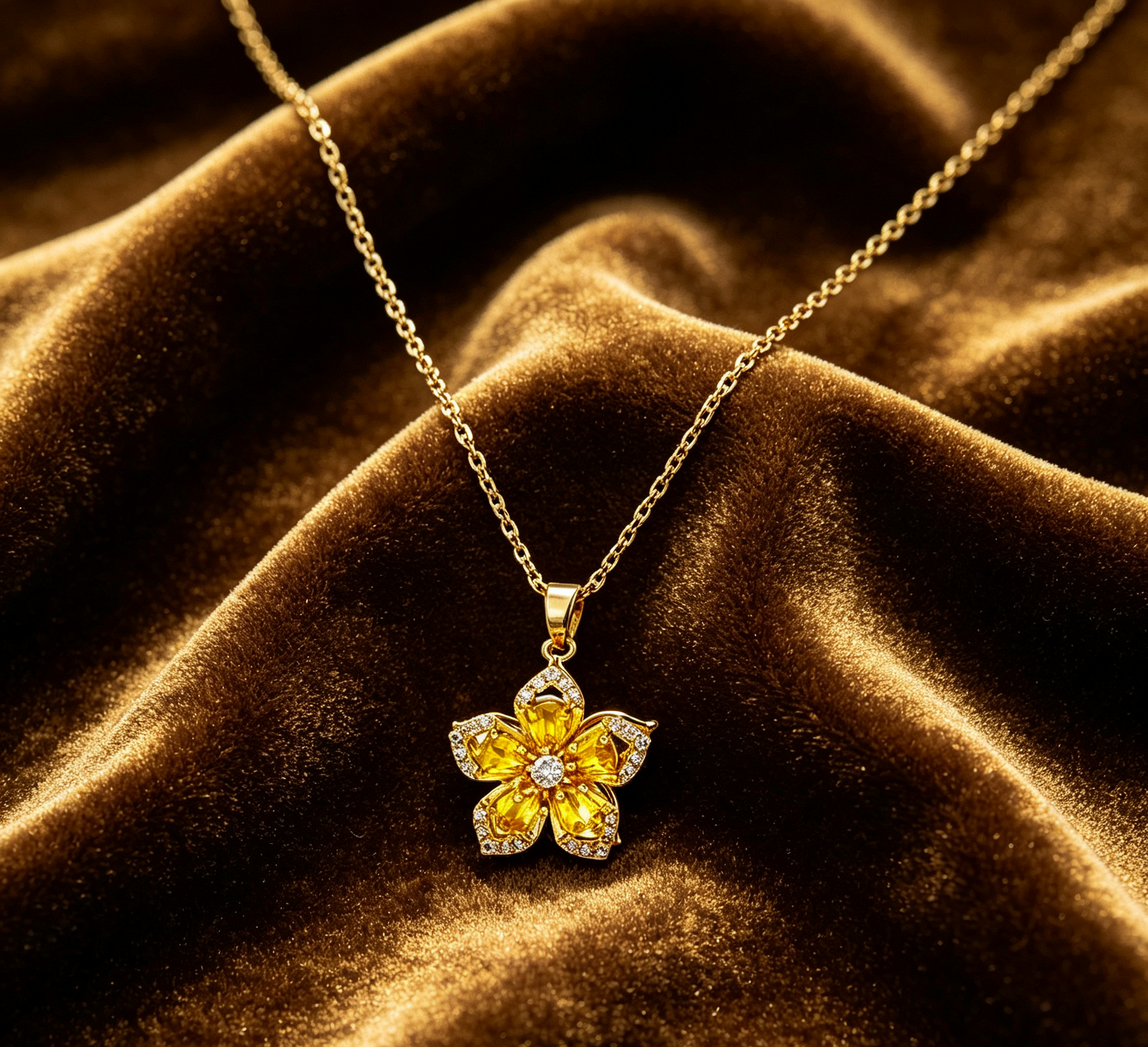 Radiant Bloom · Fashion Rotatable Flower Pendant Necklace