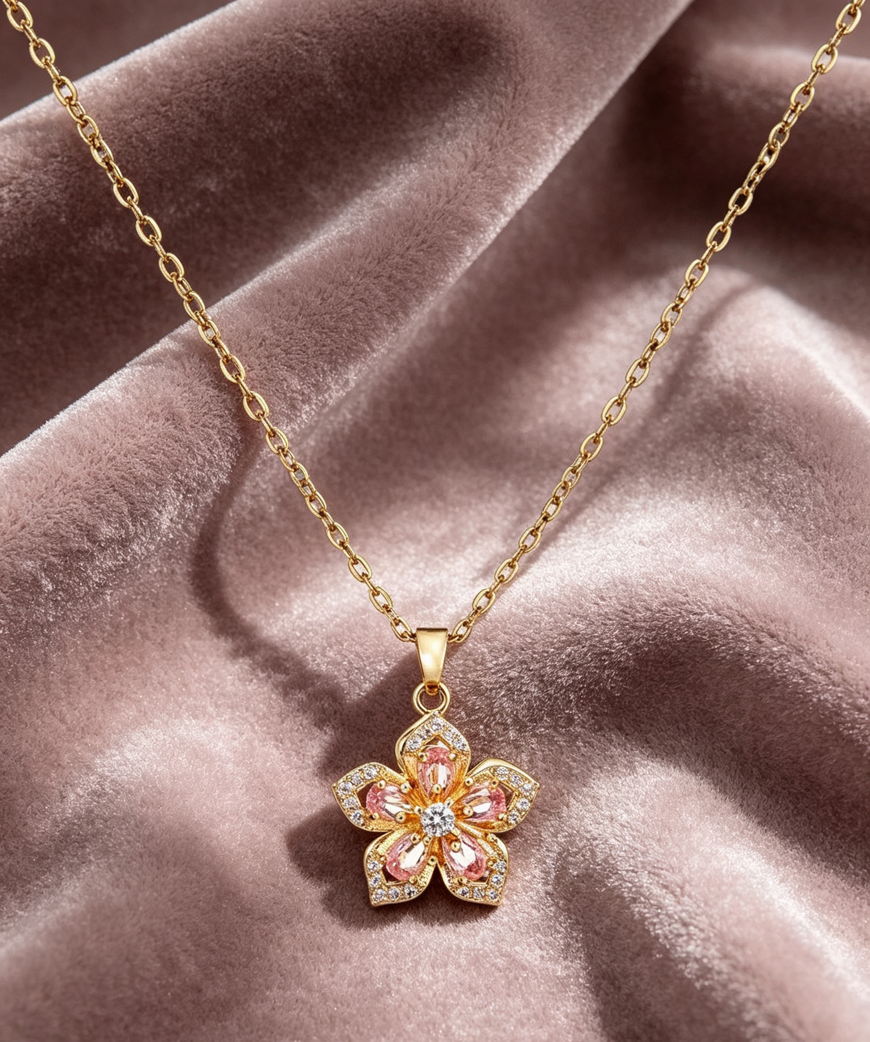 Radiant Bloom · Fashion Rotatable Flower Pendant Necklace