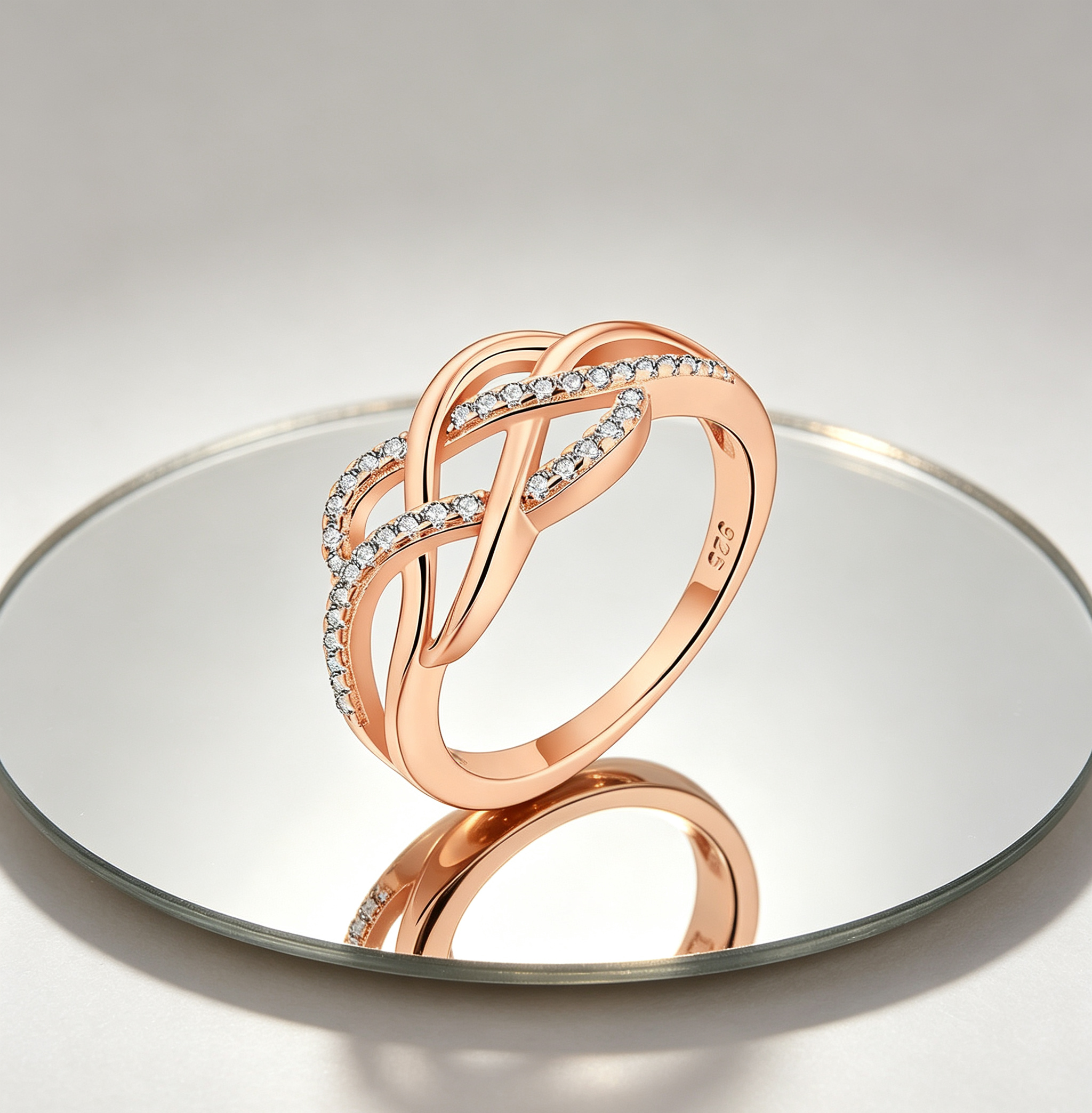 Heart-Shaped Moissanite Infinity Knot Promise Ring