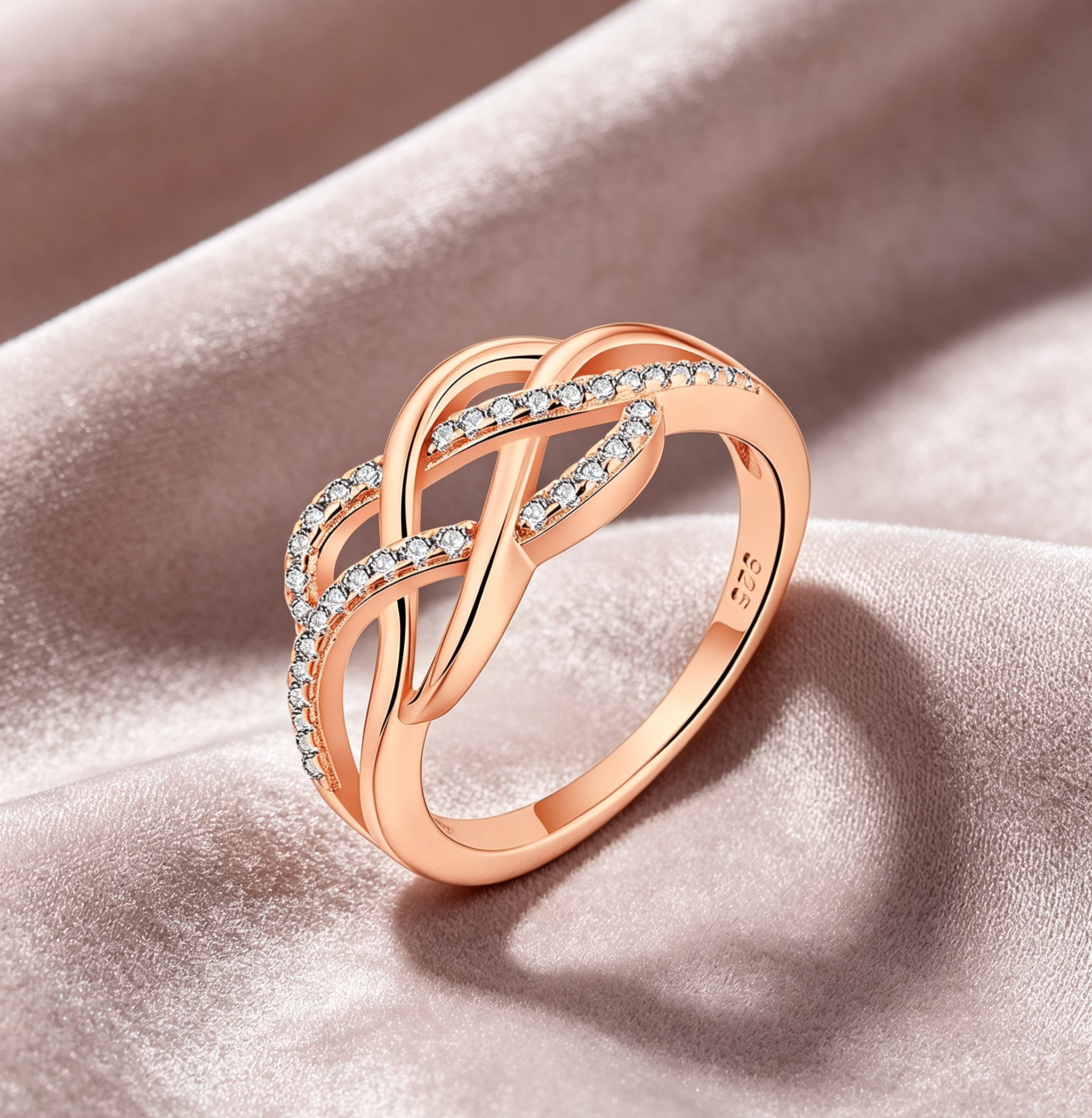 Heart-Shaped Moissanite Infinity Knot Promise Ring