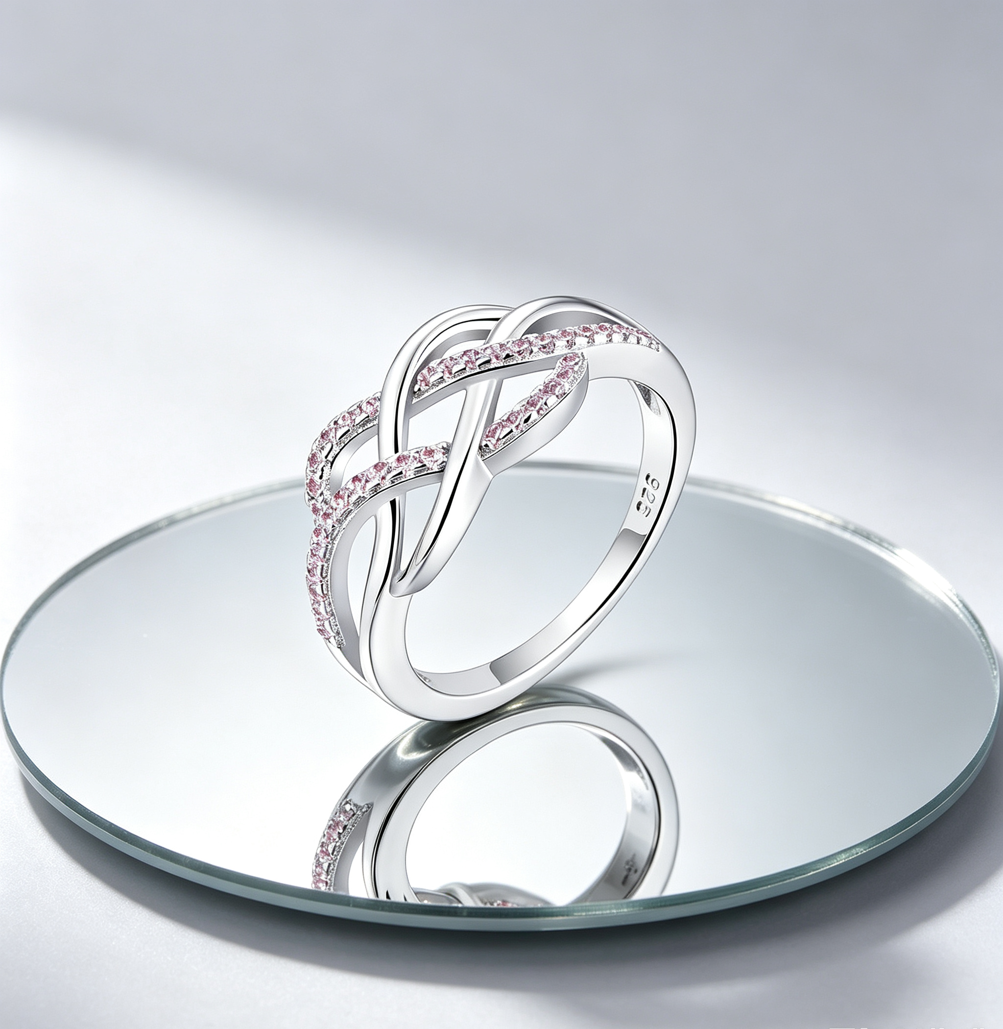 Heart-Shaped Moissanite Infinity Knot Promise Ring